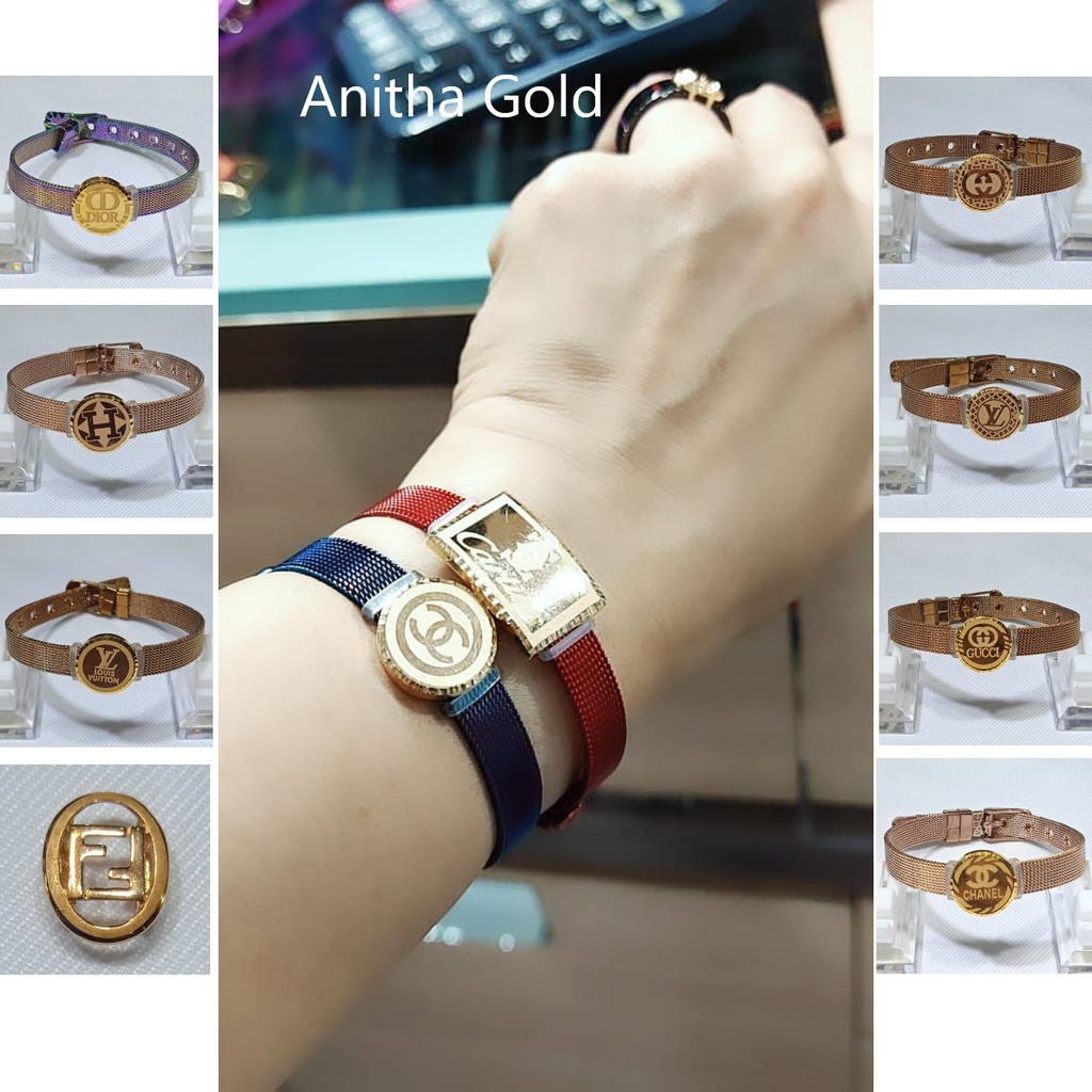 Gelang Jam Liontin Emas Asli 375 / Gelang Gesper Charm Emas Asli 375