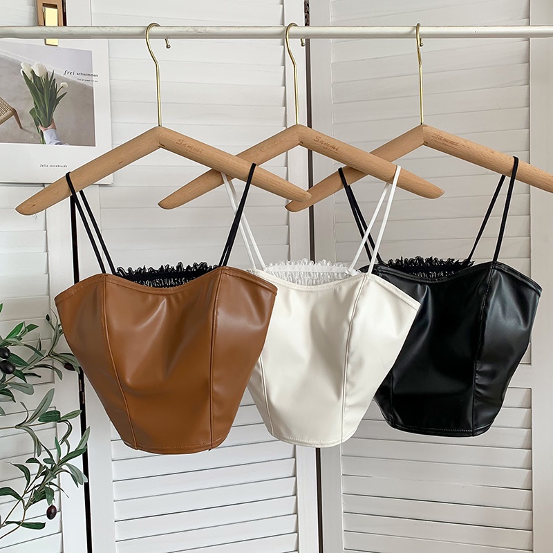 GO!  BR778 TANKTOP BRA WITH CUP BH SINGLET WANITA BAHAN KULIT IMPORT ATASAN WANITA SEXY COD