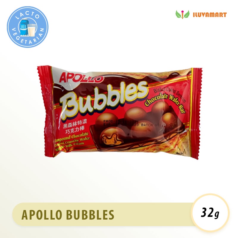 

Apollo Bubbles Choco Wafer Bar 32gr Coklat Wafer Kemasan Perbungkus