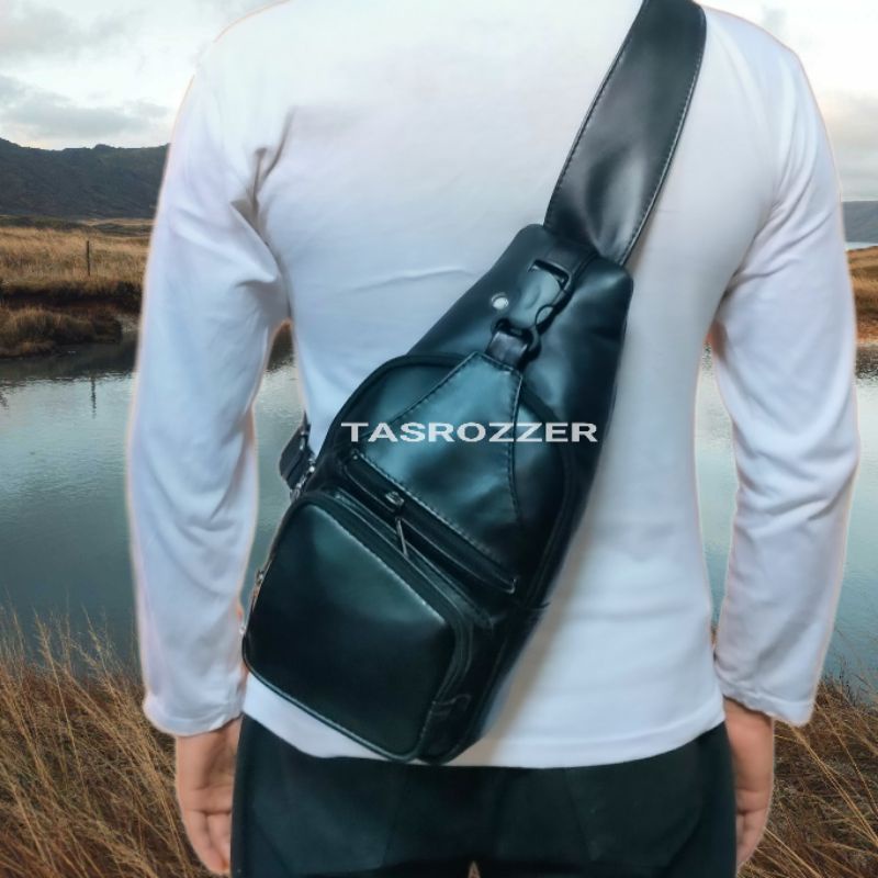 Tas selempang kulit pria original waistbag garut