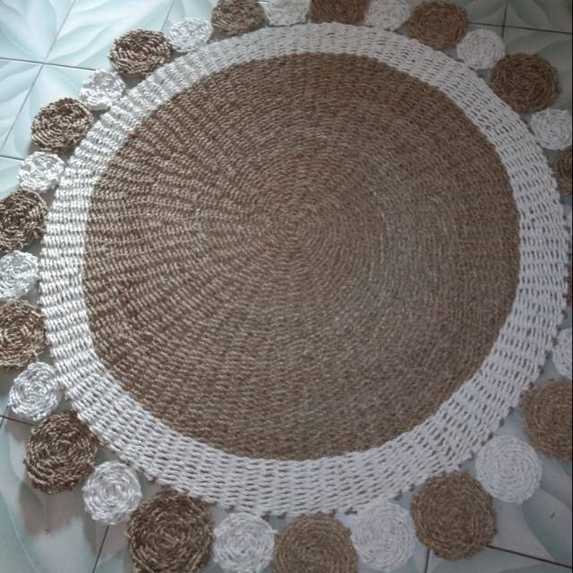 Karpet seagrass rumbai, ukuran diameter 150 cm