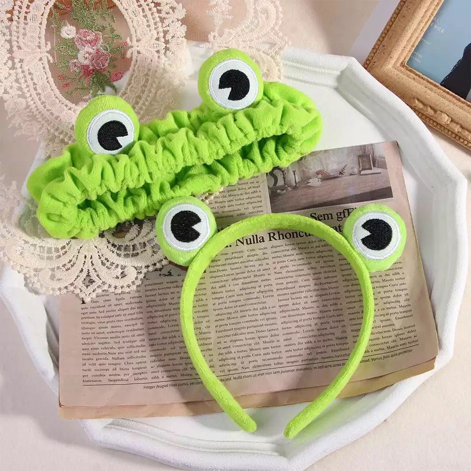 Bando Rambut Motif Mata Katak BANDO TAEKOOK RUN BTS / Headband Frog Lucu / Bando Kodok Bandana Masker Aksesoris Rambut F729