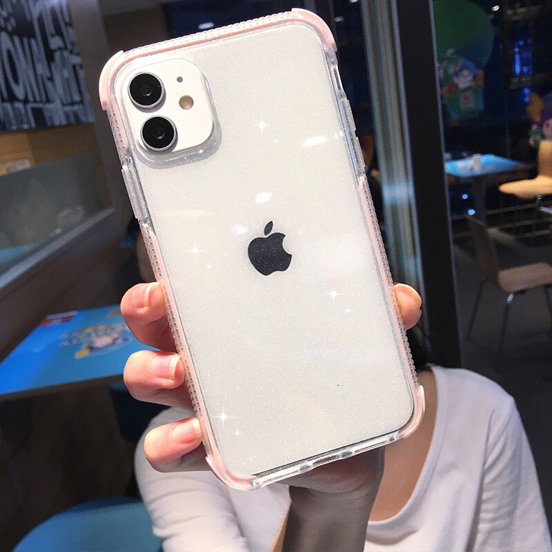 Glitter Anti-drop Phone Case iPhone 12 Pro Max 11 Pro Max X XR XS MAX 7 8 Plus Transparent Soft TPU Shining Back Cover-5