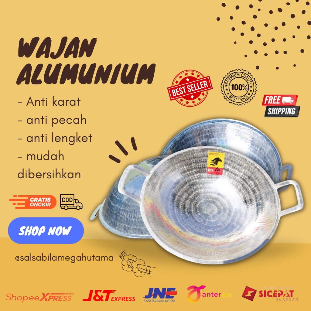 WJNALU128 - Penggorengan wajan katel kuali kenceng almunium alumunium jawa tebal anti lengket / kate