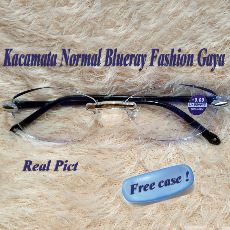 Kacamata Blueray Transparan Gaya Fashion Kacamata Pria Wanita Unisex Free Case Kacamata Normal Biasa