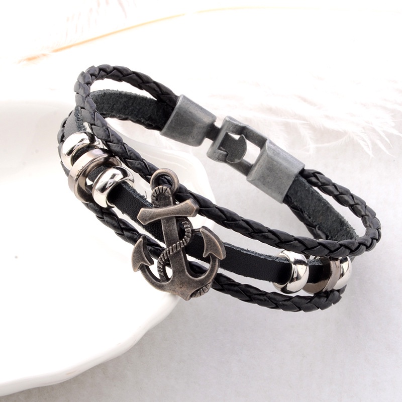 Simple Handmade Personality Wild Anchor Bracelet Bracelet Bracelet Men and Women Leather Cord Bracelet