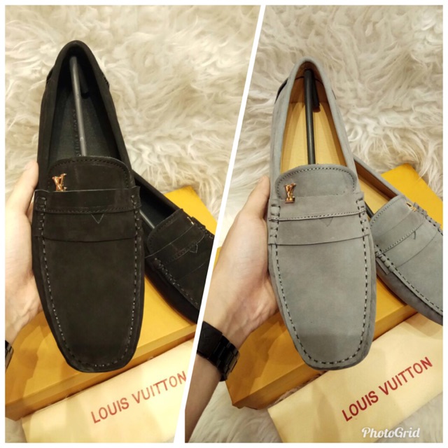 Jual Sepatu Loafers Pria Branded Kulit Asli Murah - LV Louis Vuitton Suede