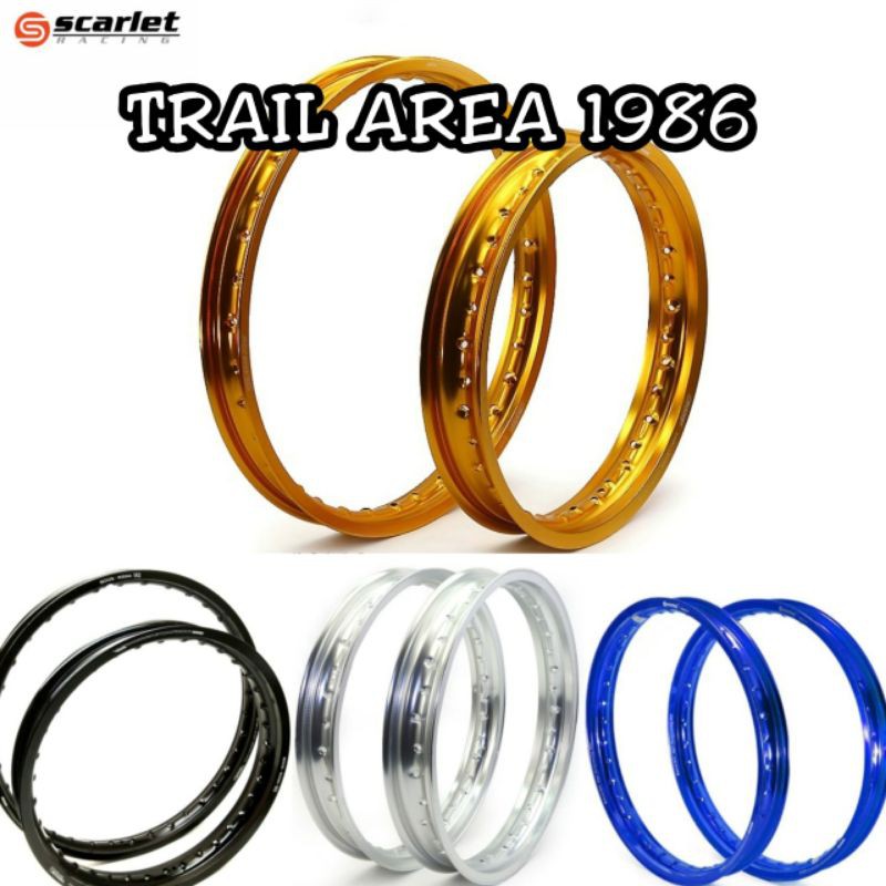 Velg Set KLX CRF 36 Hole Ring 18 185 21 160 Scarlet Type WM Depan Belakang