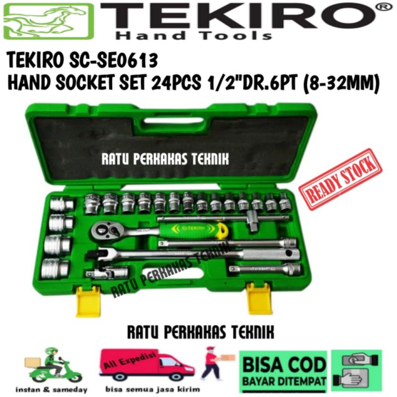 KUNCI SOK SET TEKIRO 24 PCS 8 - 32 MM 1/2" 6PT ORIGINAL SC-SE0613 PROMO SOCK