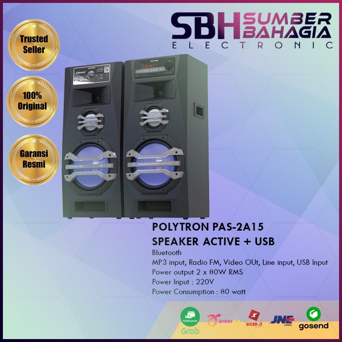 POLYTRON PAS-2A15 SPEAKER ACTIVE + USB (NEW) (KHUSUS BANDUNG)
