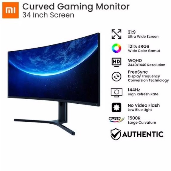 XIAOMI Monitor Gaming Curved 34 Inch 144Hz WQHD 3440 * 1440