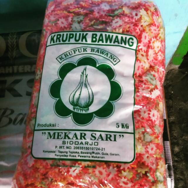 

Krupuk bawang/krupuk tersanjung warna warni harga eceran per KG