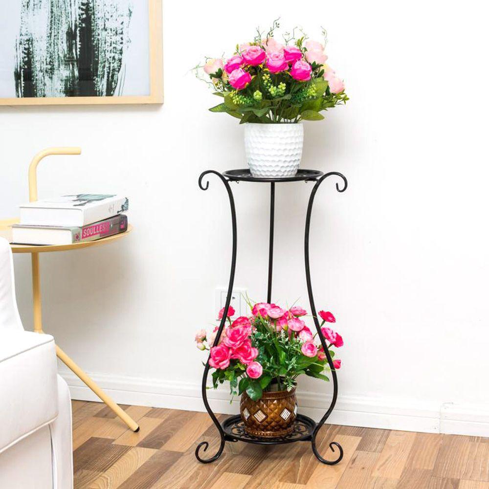 [Elegan] Nampan Pot Bunga Elegan Metal Taman Balkon Pajangan Indoor Tanaman Stand Shelf