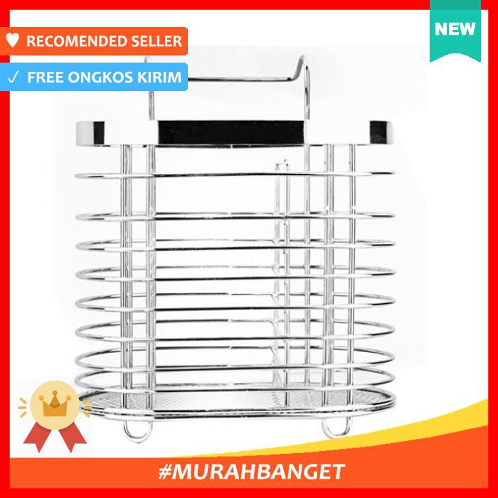 TEMPAT SENDOK & GARPU - TEMPAT SENDOK GARPU GANTUNG CUTLERY RACK KERANJANG STAINLESS STEEL