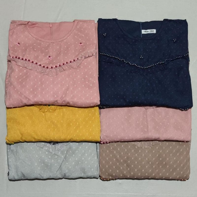 GAMIS MEWAH/GAMIS MAXI BROKAT TILE DOT MUTIARA TERMURAH