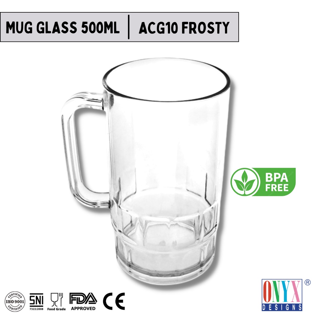 Onyx Gelas dengan Gagang Transparan Bening Besar 500ml/ Plastik / Crystal Series - ACG10