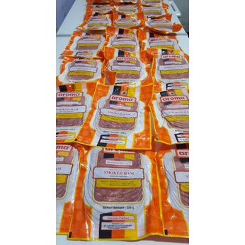 

MAKANAN BEKU / PORK SMOKED HAM BABI AROMA (250GRAM PERPAK) NON COD