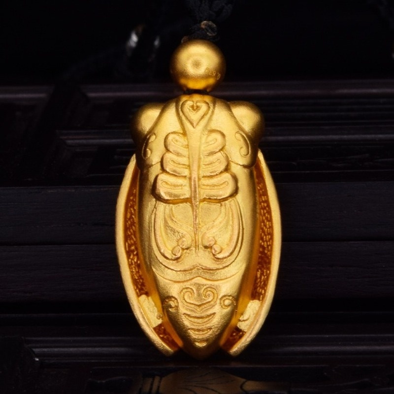 [Ready Stock]Fashion Gold Plated Personalized Insect Golden Cicada Pendant Necklace