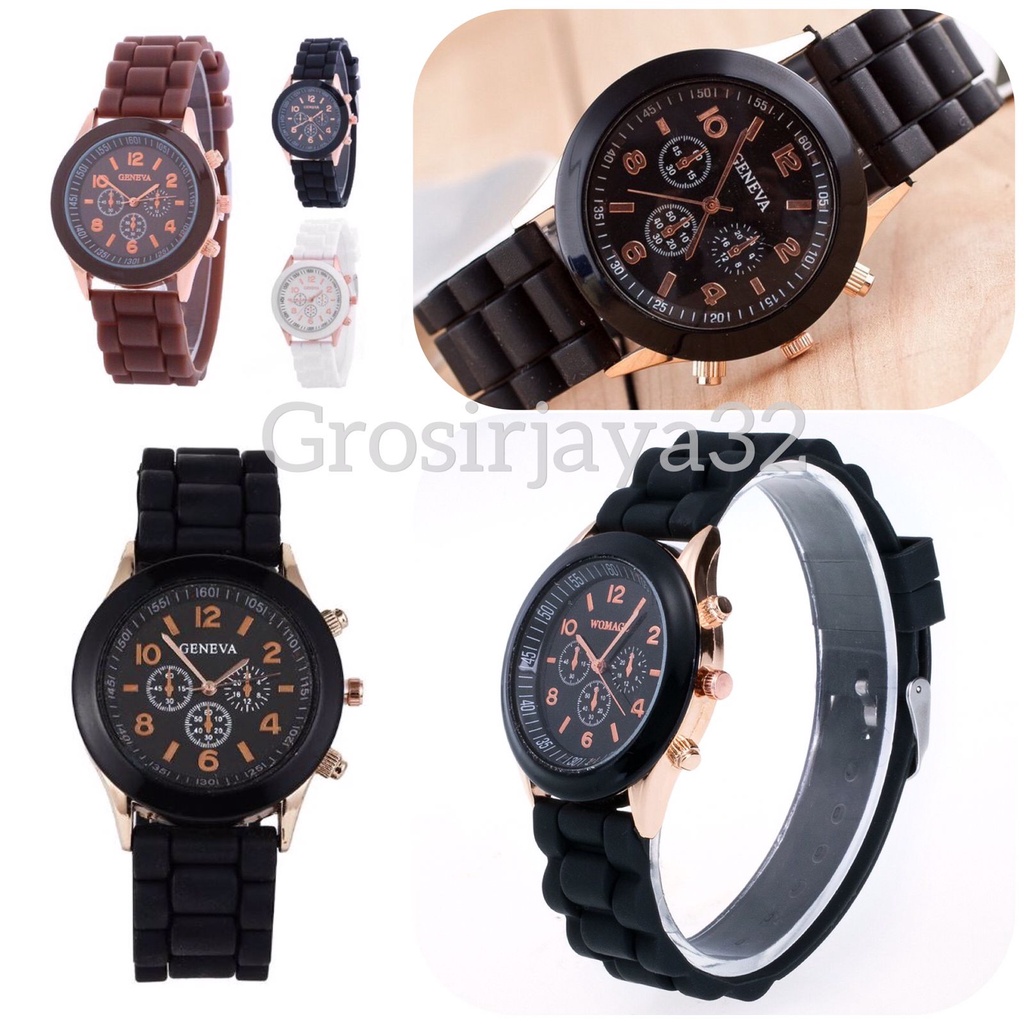 (GROSIRJAYA32) Jam tangan wanitay GENEVA KARET analog watch casual mode