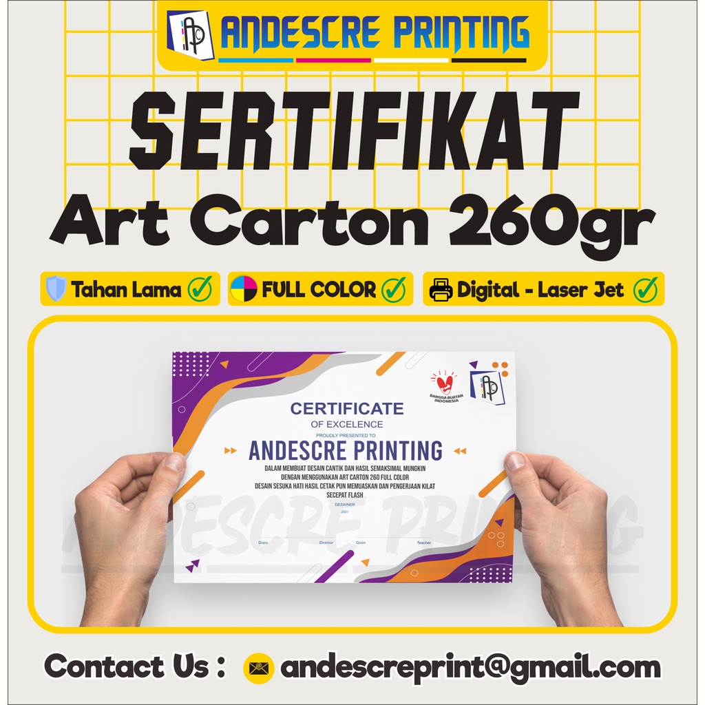 

Cetak Sertifikat / Piagam Penghargaan ( Bisa Lembaran ) - Free Desain