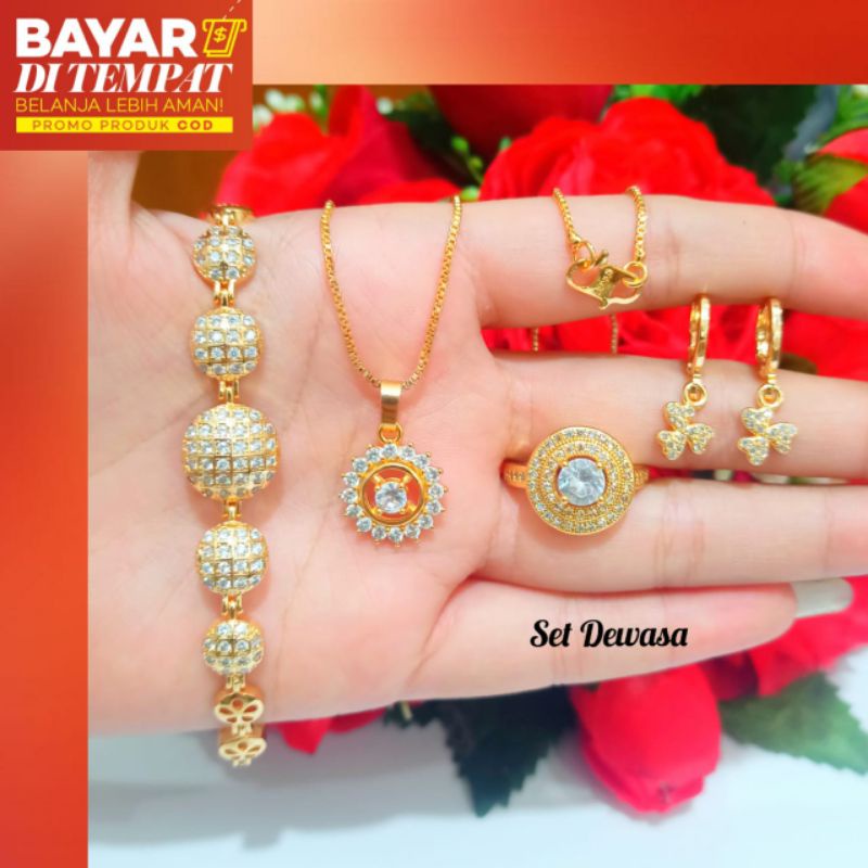 Set Dewasa lingkar permata zircon termanis,anti karat