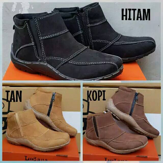 Sepatu Casual IMPORT Boots Kulit Sapi Lodaya Risleting Original Murah