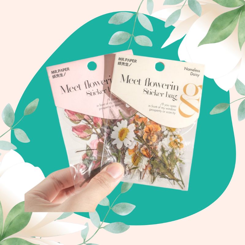 

Flower Sticker Bag Stiker Transparan Jurnaling Bujo Scrapbook