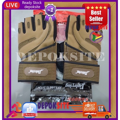 1 Pasang XLY Sarung Tangan Premium Glove Heavy Weightlifting Gym Half Finger Sports Fitness Gloves