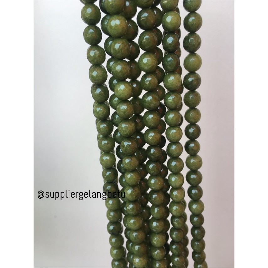 batu beads CUTTING 10mm moss agate hijau kilap grade A aksesoris korea FACETED aksesoris kilap craft