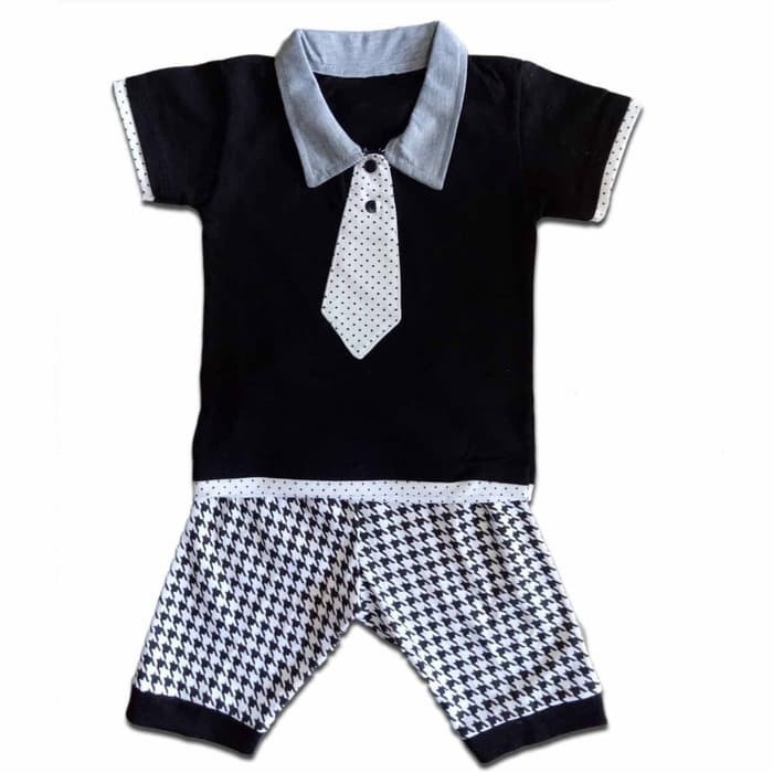 Baju Bayi Laki-Laki Std 01 Setelan Anak Bayi Lakilaki Dasi Salur allsize usia umur 2 - 2 Bulan