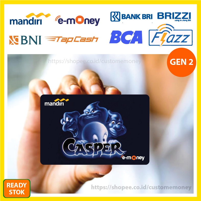 KARTU EMONEY ANIME CASPER KARTUN HANTU LUCU ETOLL E-MONEY MANDIRI FLAZZ BCA GEN 2 TAPCASH BRIZZI - 1 SISI