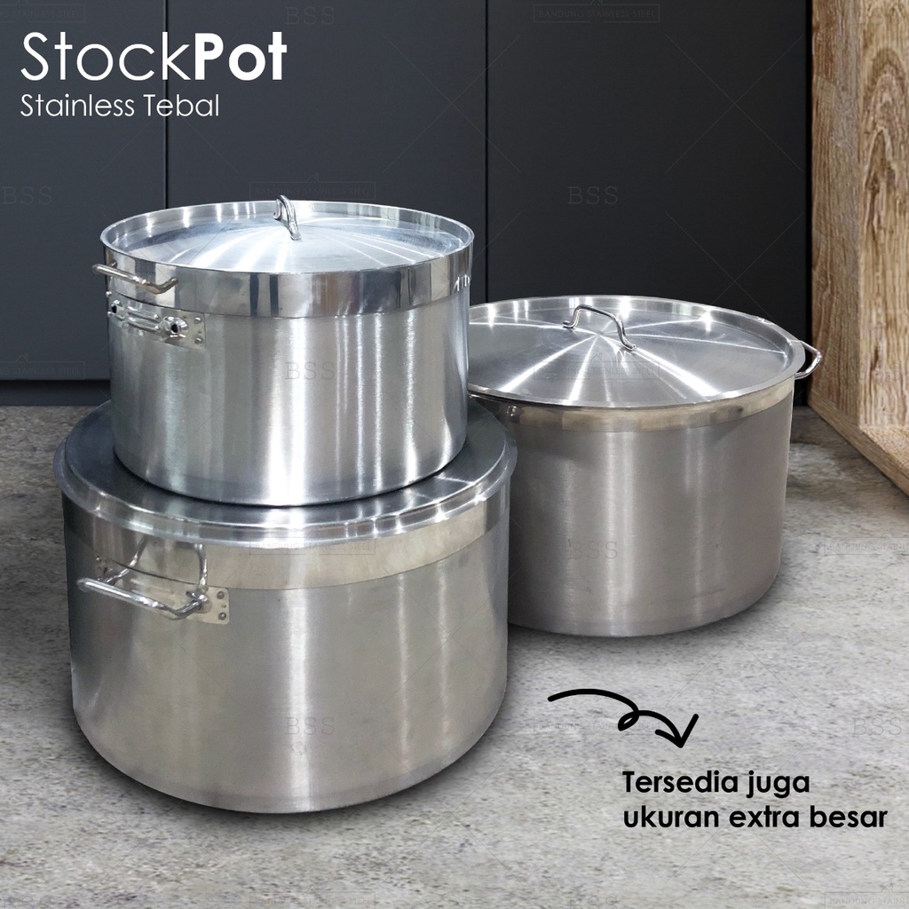 Panci Besar Super Tebal Stok Pot 55cm 60cm Sup Soup Masak Banyak Tinggi Stainless  Multifungsi