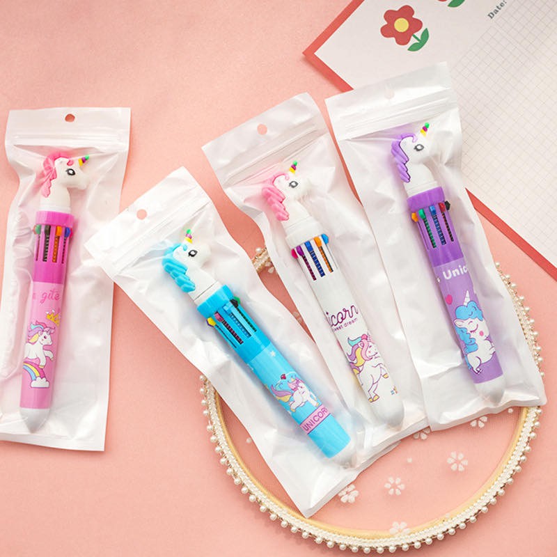 Pulpen 10 Warna KARAKTER Flamingo Unicom Lucu termurah Untuk Hadiah/stationery Sekolah office bagus