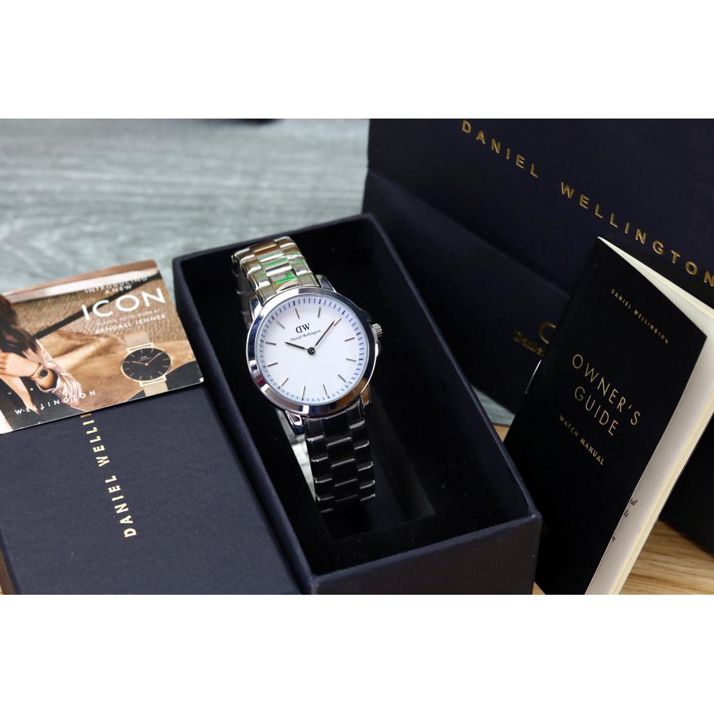 JAM TANGAN WANITA DW PREMIUM RANTAI + BOX + BUKU + PEPERBAG - DIAMETER 3,8 CM