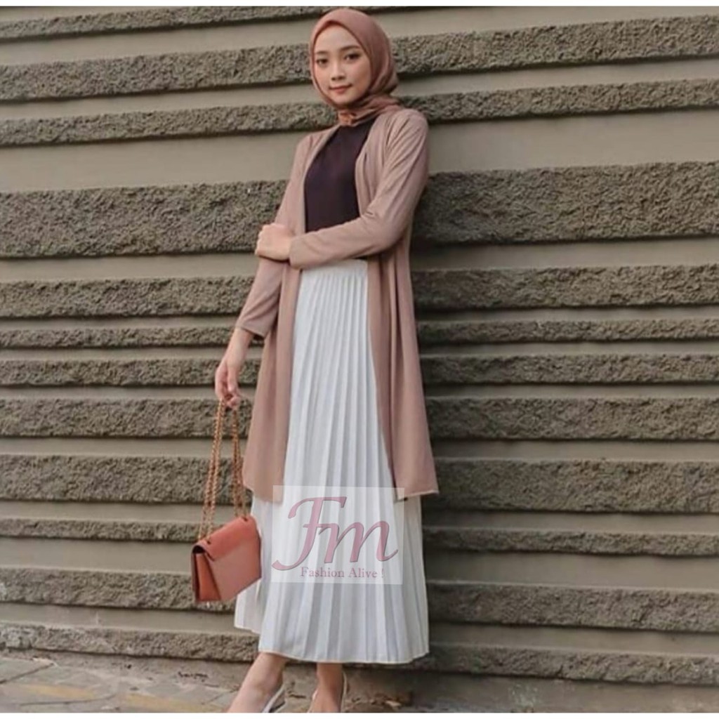 Femme Ols - Rok Plisket putih / Fashion Wanita / Rok Panjang Wanita / Ros muslimah/Rok panjang