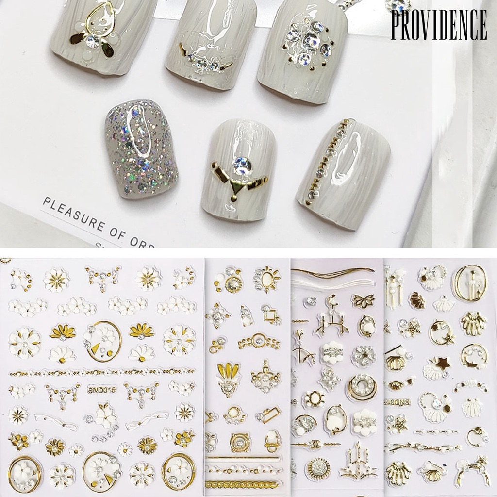 Providence 20Pcs/Set Nail Sticker Embossed Style Starry Patterns Metallic Effect Luxury Nail Decals 5D Stickers for Manicure