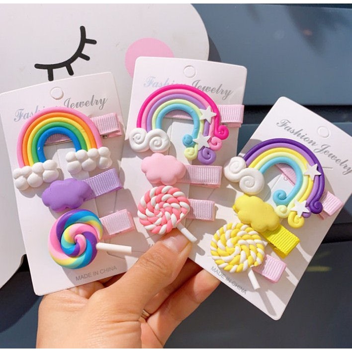 Jepit Rambut Pelangi Set / Rainbow Hair Clip Set