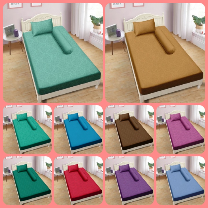 Sprei Aloha By Lady Rose Polos Single 100x200 Tinggi 20 cm No 4 - Motif Aqua Pink Coklat Ungu Grey H