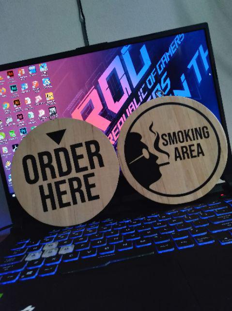 Wood Sign - Penanda Ruang Kayu Smoking Area