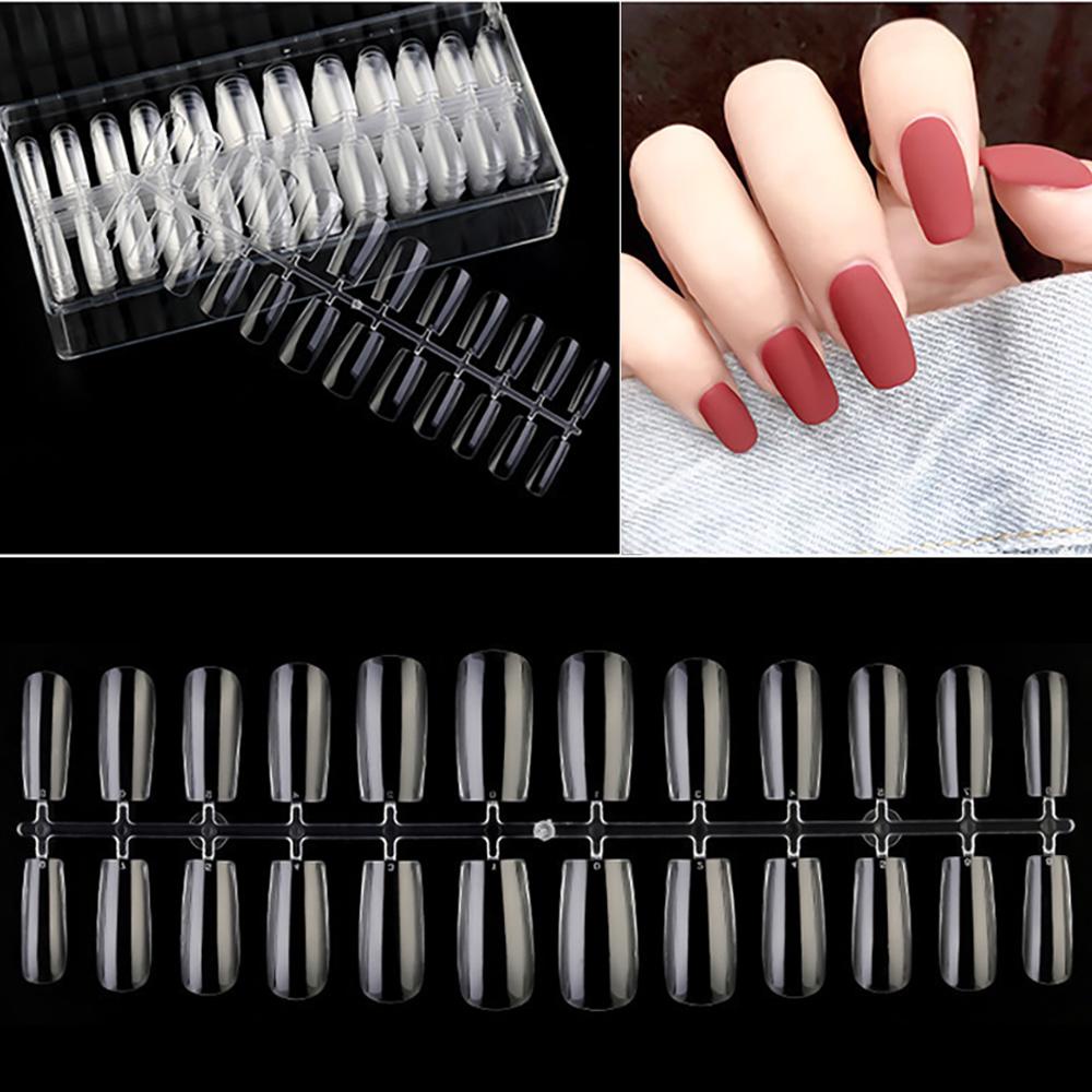 Mxbeauty Kuku Bentuk Ganda Transparan504 /480Pcs Ada Lipatan Manicure Quick Building Mold Tips Penutup Penuh Peti Mati Kuku Palsu