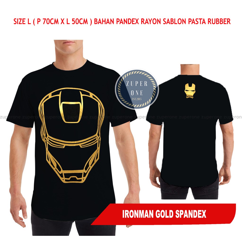  Kaos  distro  spandex ironman head logo gold Shopee  Indonesia