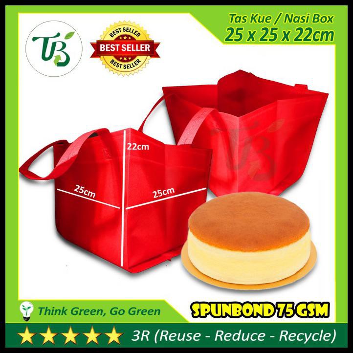 

Goodie Bag Tbi -Box Cake- Tas Kue Spunbond 25X25X25 Cm Bukan Paper Bag - Merah