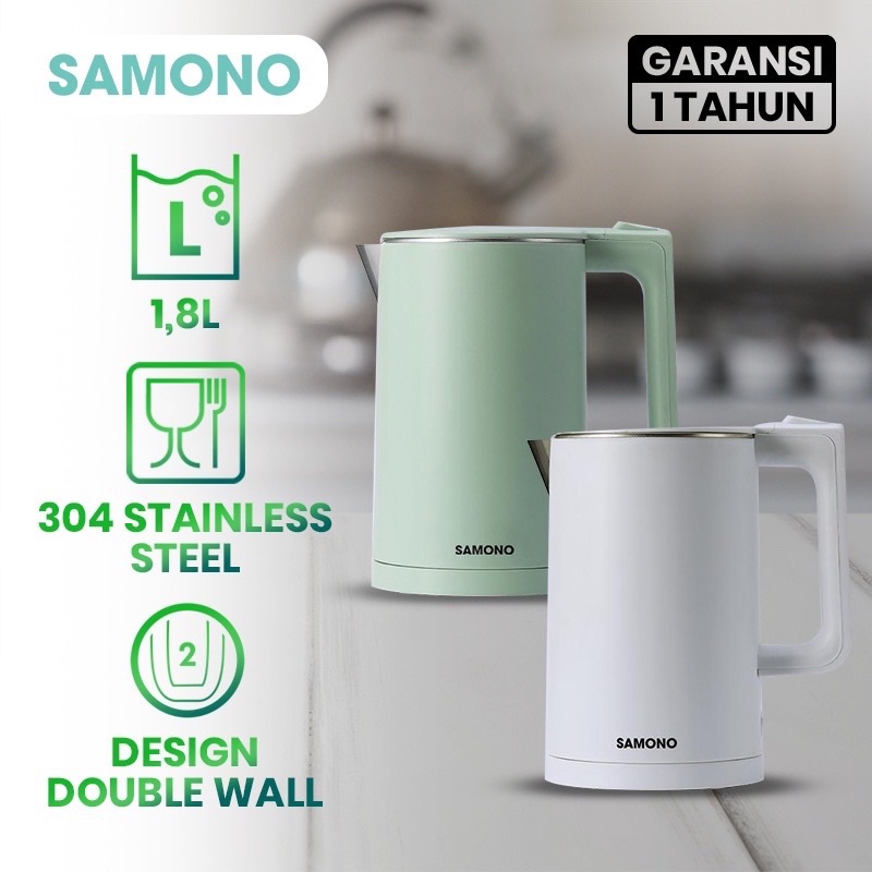 SAMONO TEKO LISTRIK DOUBLE WALL STAINLESS STEEL 1.8L SW-R1