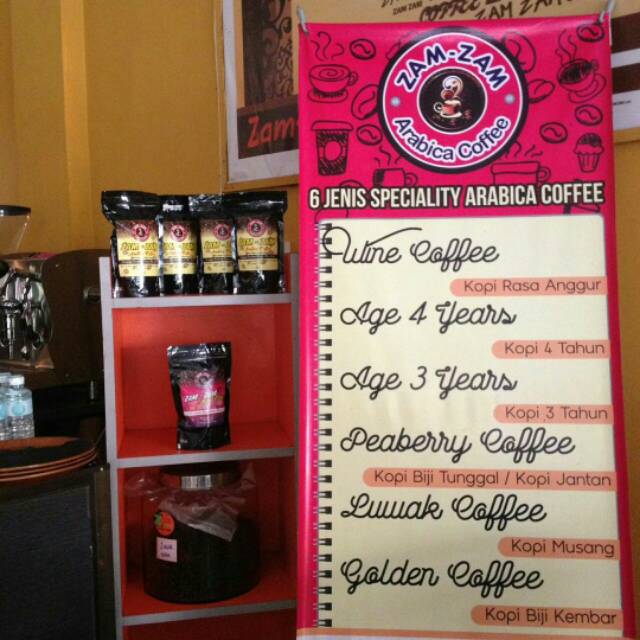 

Kopi Arabica : wine coffe, peaberry coffe, luwak coffe,age 3 years (fermentasi 3 tahun),age 4 years