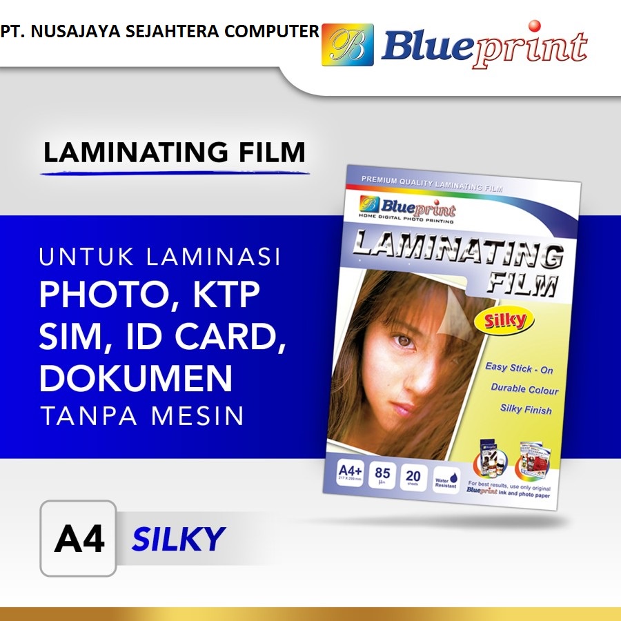 

Kertas Laminating / Laminating Silky Photo Paper Film BLUEPRINT A4 85GSM