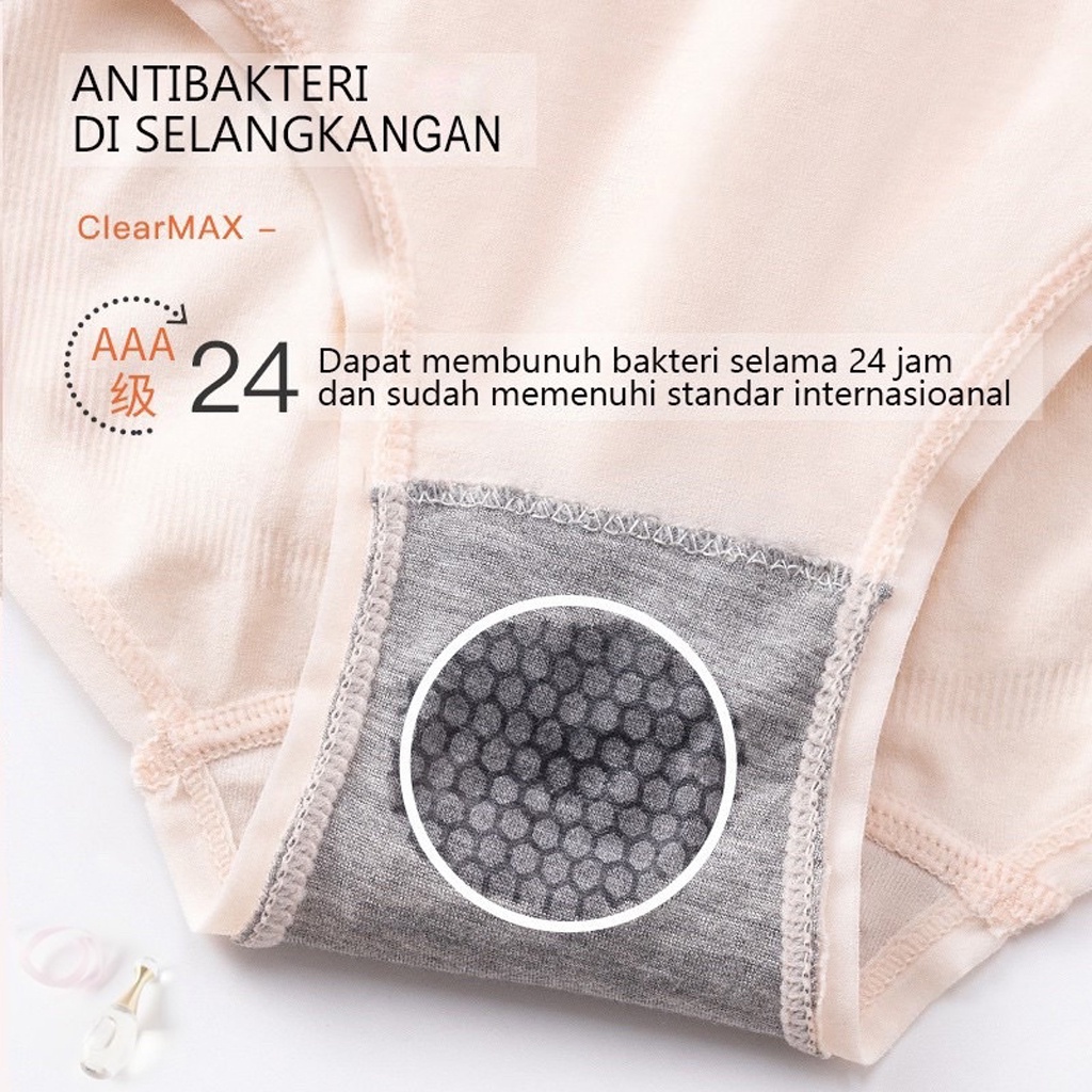 BRGUNIK Set Kotak 4pcs Celana Dalam Antibakteri Graphene Wanita Pakaian Dalam CD Seamless B079