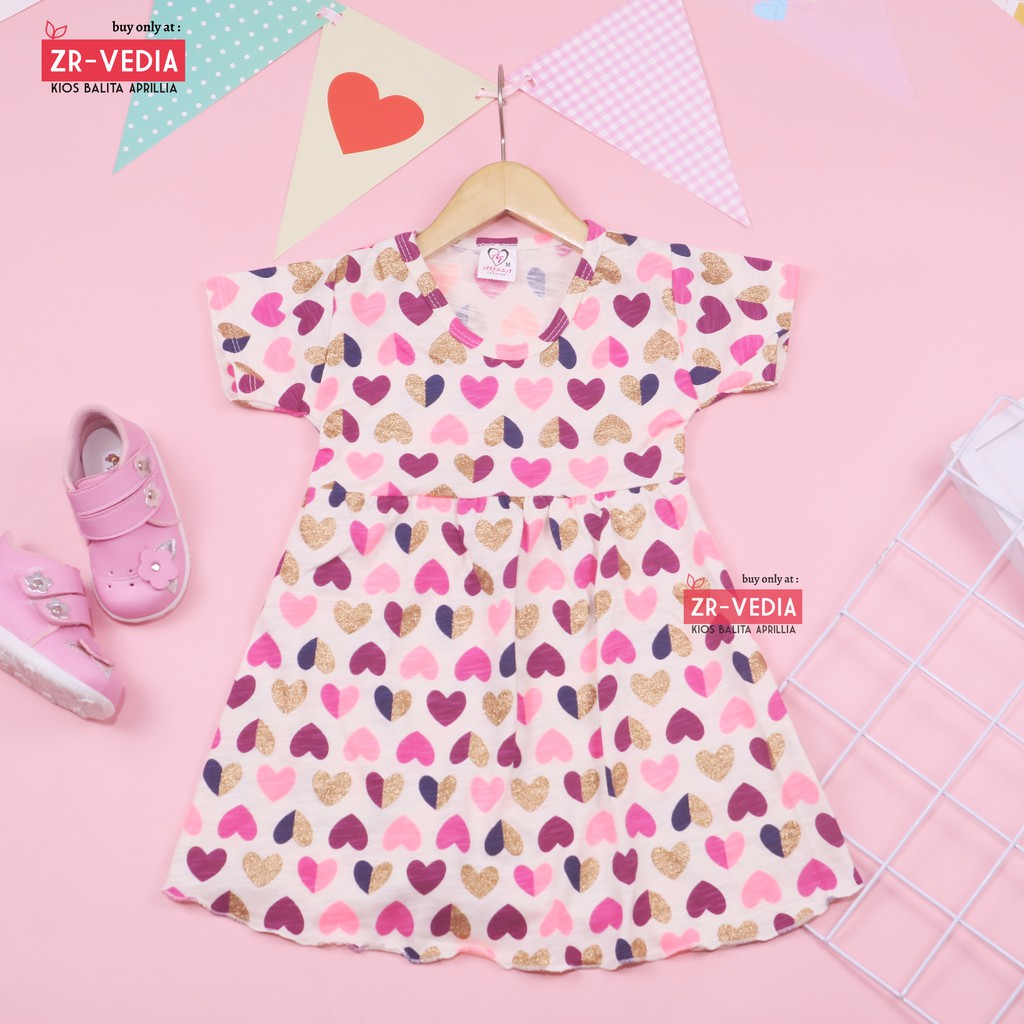 Dress Thalia 2-3 Tahun / Lengan Baju Tidur Balita Anak Perempuan Adem Kaos Cewek Dres Harian Murah kiosbalitaaprilia