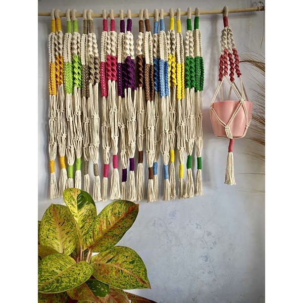 Tali Gantungan Pot macrame Warna warni