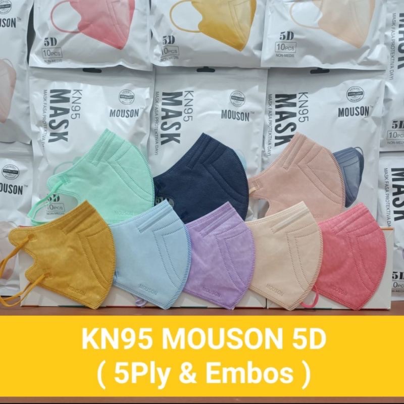 Masker Mouson KN95 5D earloop 5ply 10pc disposable face mask