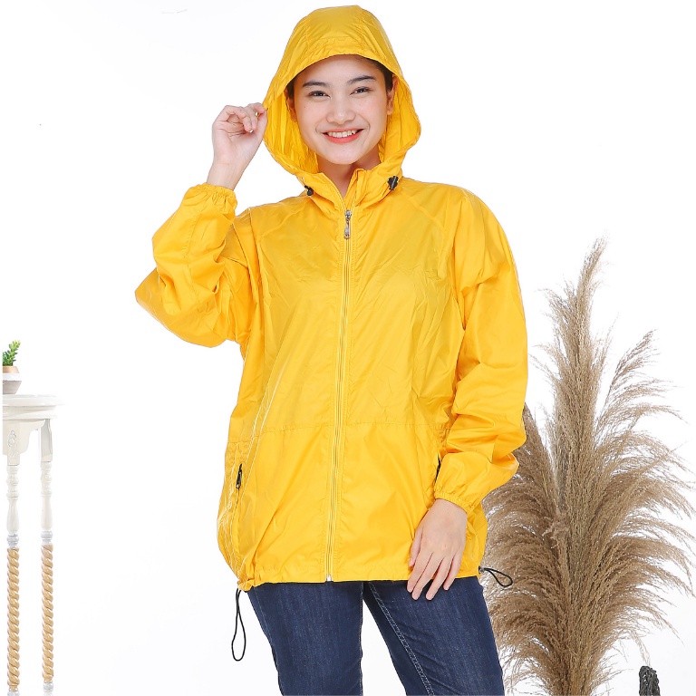 Jaket Olahraga Parasut Jaket Running Sepeda Waterproof Pria Wanita-KUNING